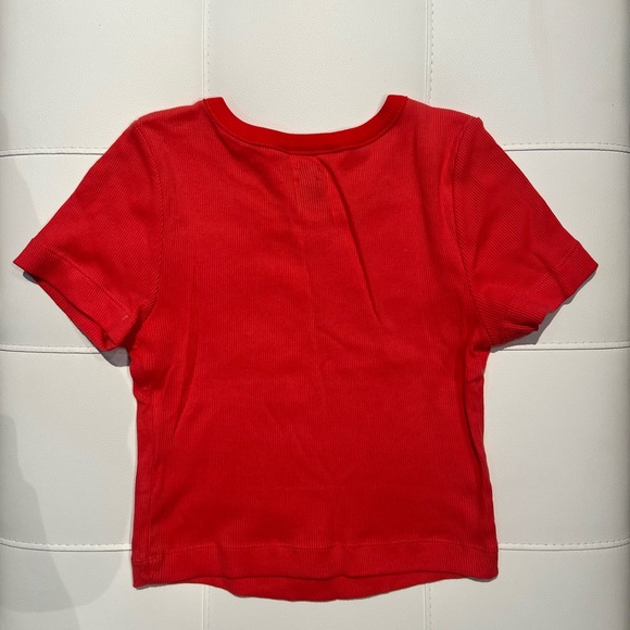BDG Bright Red Ribbed Top - Picture 2 of 3